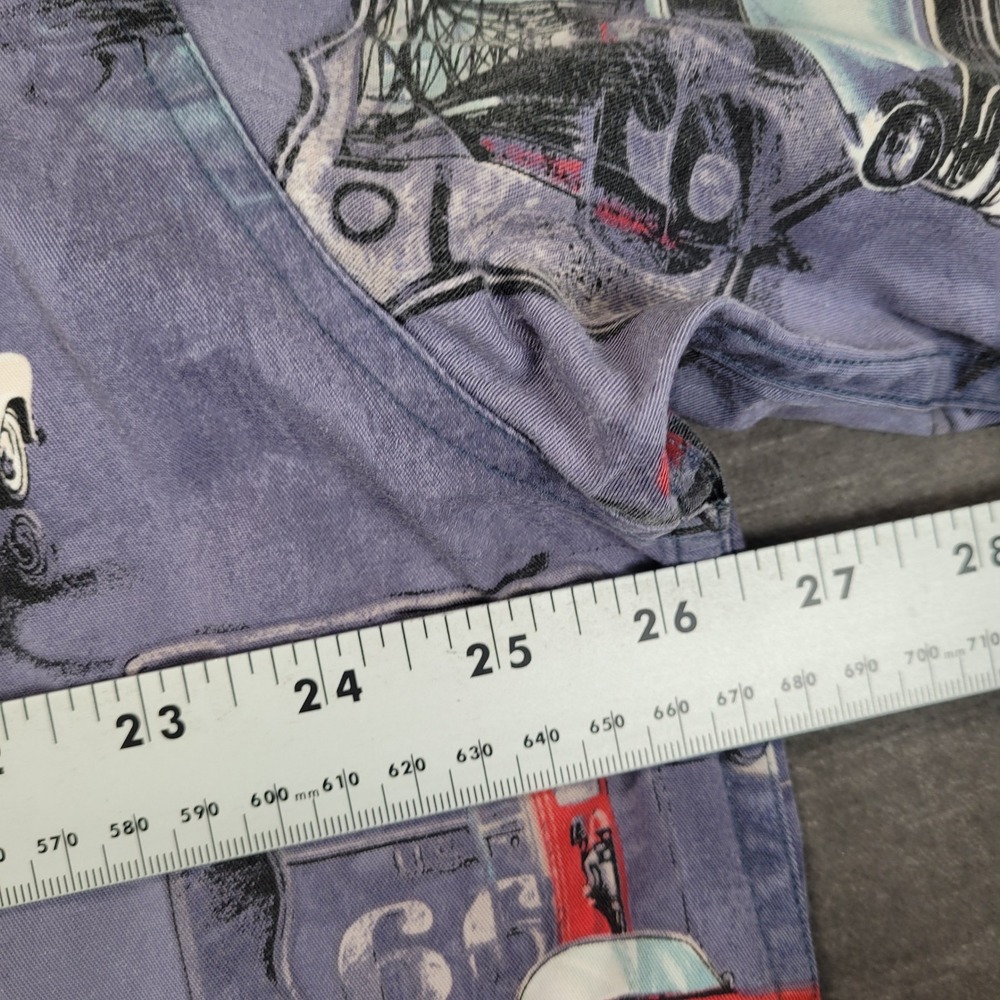 North River Mens Route 66 Classic Car Print Button Down Shirt Blue Short Sleeve - Picture 6 of 6